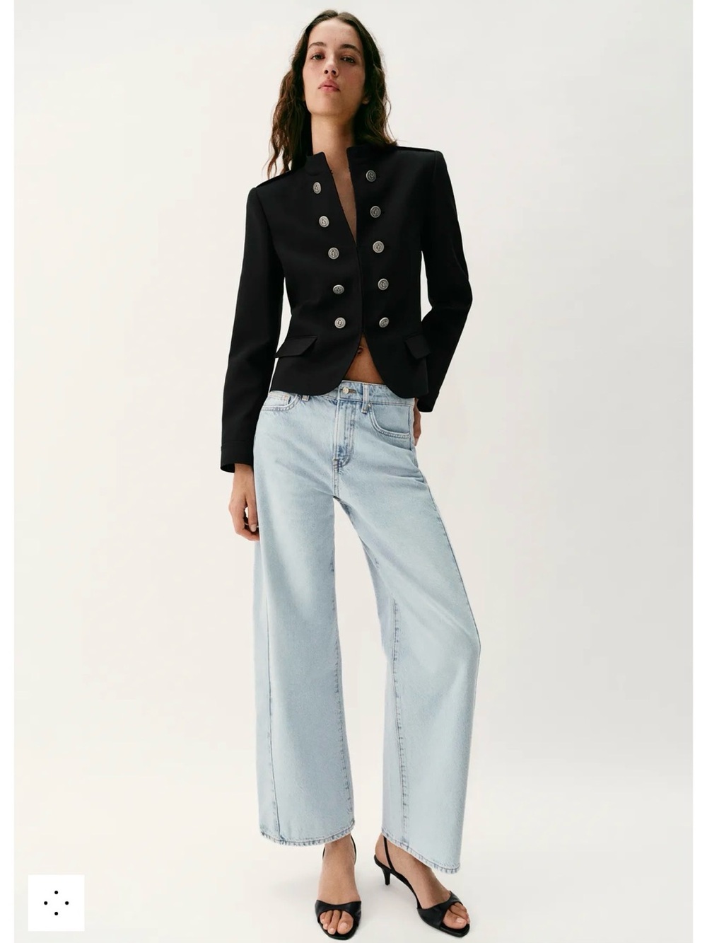 Zara Fitted Jacket with Shoulder Pads and Buttons